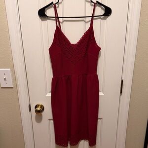 Three Hearts Burgundy Lace Midi Dress